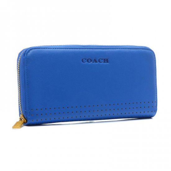 Coach Madison Perforated Large Blue Wallets BVX - Click Image to Close